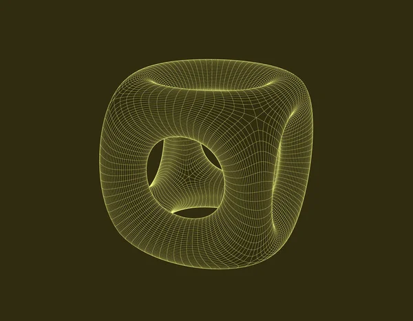 Cubo Abstrato Com Furos Ilustração Wireframe Vetorial —  Vetores de Stock