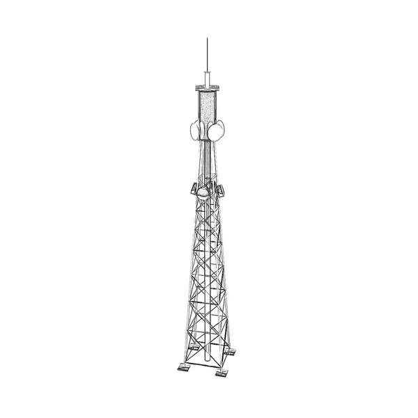 Radio Tower. Isolated on white background. Sketch illustration.