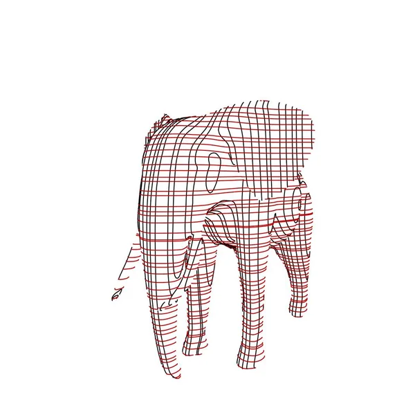 Abstraktní Pruhovaný Slon Izolované Bílém Pozadí Obrázek Skici — Stock fotografie
