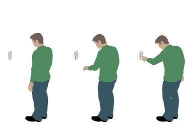 Adam girerek PIN kodu. Beyaz arka plan üzerinde izole. Vektör çizim. Düz stil.