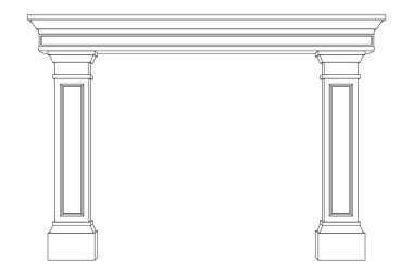 Pilasterleri, arch. Vektör anahat çizim. Önden görünüm.