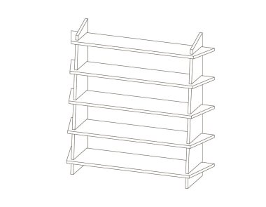 Boş vitrin. Vektör anahat çizim. Dimetric projeksiyon.