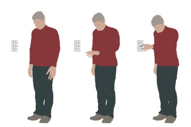 Adam girerek PIN kodu. Beyaz arka plan üzerinde izole. Vektör çizim. Düz stil.