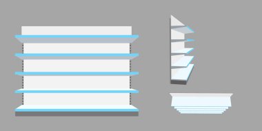 Boş vitrin. 3D vektör çizim. Farklı viewes.