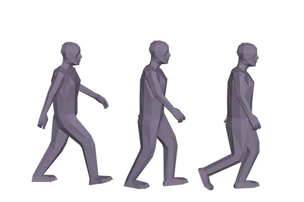 Camminando Uomini Basso Contenuto Poli Isolato Sfondo Bianco Illustrazione Vettoriale — Vettoriale Stock