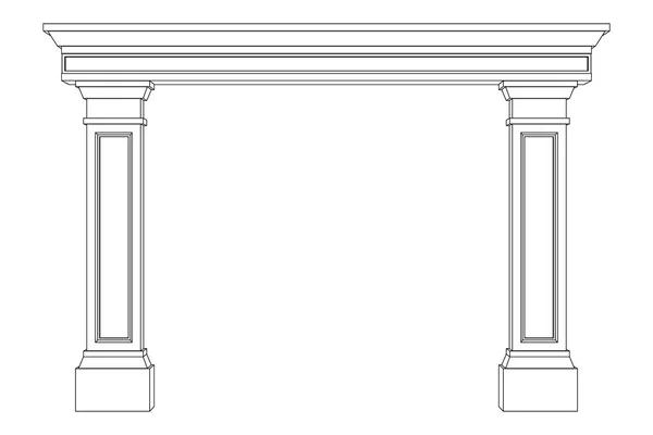 Arco Pilastras Ilustración Del Esquema Vectorial Vista Frontal — Archivo Imágenes Vectoriales