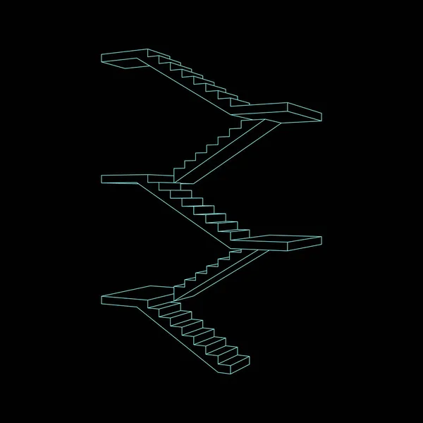 Escalera Con Plataformas Ilustración Del Esquema Vectorial — Archivo Imágenes Vectoriales