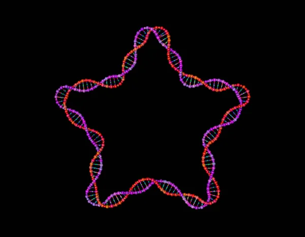 Řetězec Dna Podobě Hvězdy Izolované Černém Pozadí Vektorové Ilustrace Pointilismus — Stockový vektor