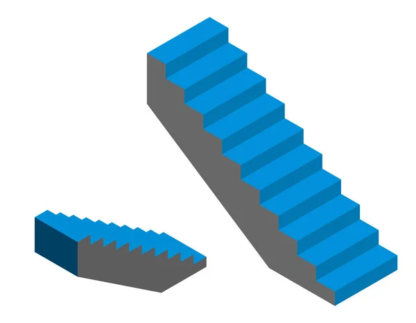 Escadaria Isolado Fundo Branco Ilustração Vetorial Projecção Isométrica —  Vetores de Stock