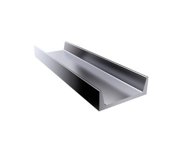 Metal profil kanal. Beyaz arka plan üzerinde izole. 3D render illüstrasyon.