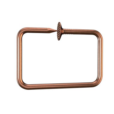 Bakır tırnak. Dikdörtgen çerçeve. Beyaz arka plan üzerinde izole. 3D render illüstrasyon.