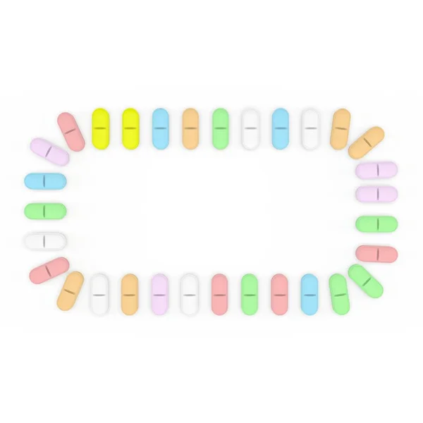 Cadre Color Pills Isolé Sur Fond Blanc Rectangle Illustration Rendu — Photo
