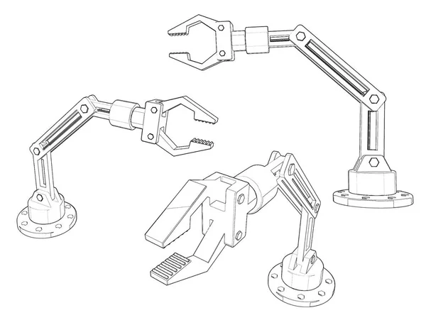 Braccio Robotico Pronto Isolato Sfondo Bianco Illustrazione Schizzo — Foto Stock