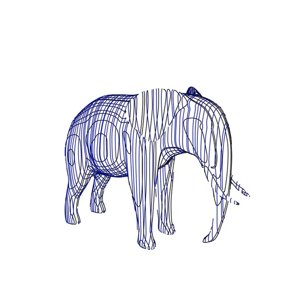 Abstract Striped Elephant Isolated White Background Sketch Illustration — Stock Photo, Image