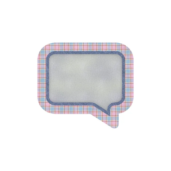 Odznak Texturou Látky Formě Bubliny Mluvit Izolované Bílém Pozadí — Stock fotografie