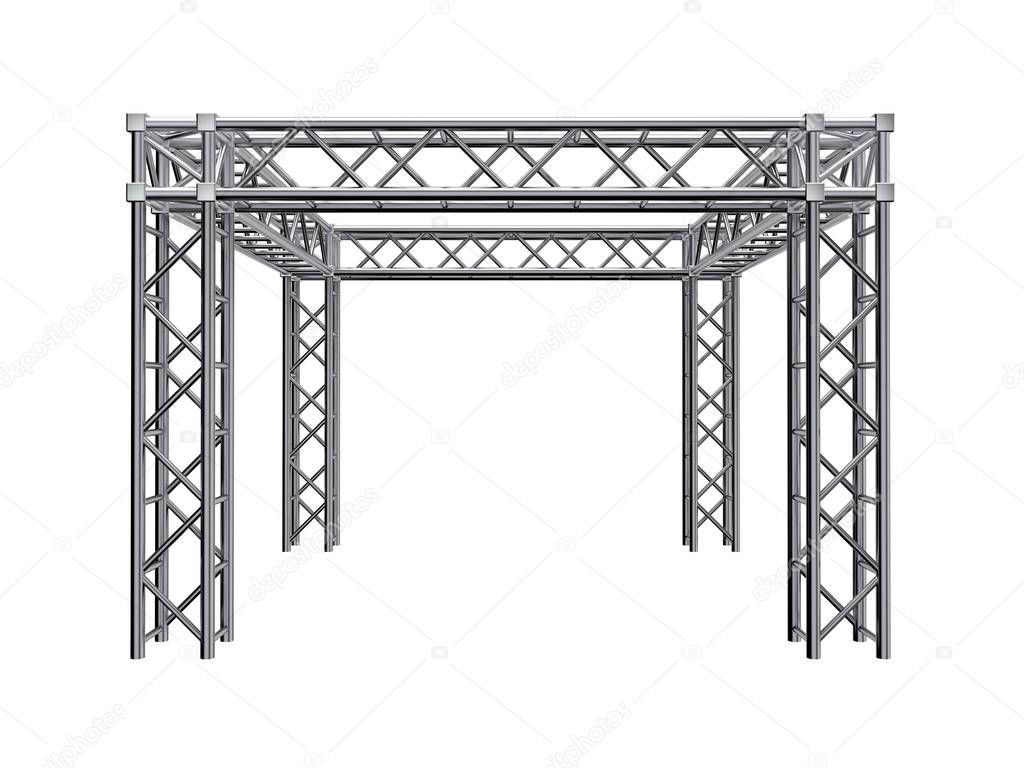 Truss construction. Isolated on white background. 3D rendering illustration. Front view.