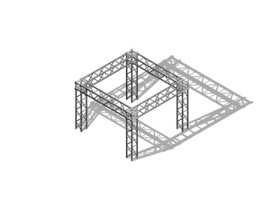Truss inşaat. Beyaz arka plan üzerinde izole. 3D render illüstrasyon. İzometrik projeksiyon.