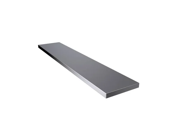 Metal düz bar. Beyaz arka plan üzerinde izole. 3D render illüstrasyon.