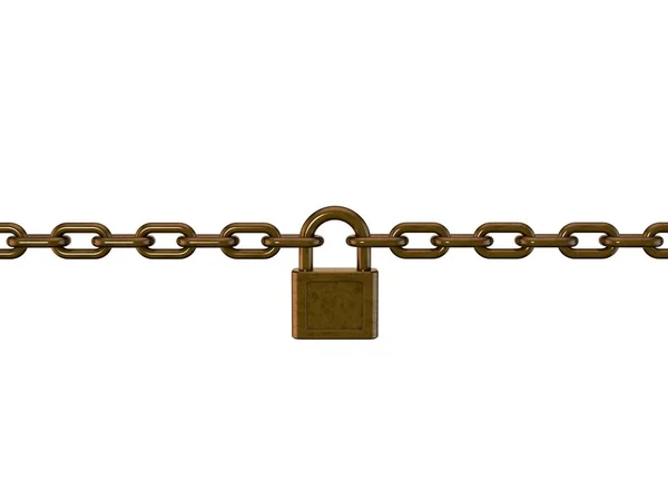 Padlock Menghubungkan Chains Isolated Pada Latar Belakang Putih Ilustrasi Render — Stok Foto