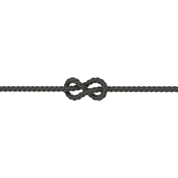 Σχοινί Φλαμανδική Κόμπο Οκτώ Knot Isolated Στην Απεικόνιση Απόδοσης Λευκό — Φωτογραφία Αρχείου