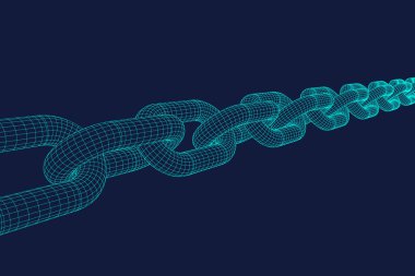 Zinciri. Blockchain kavramı. Vektör tel kafes çizim.