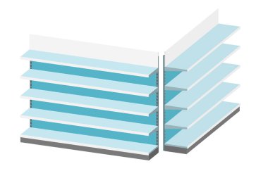 Boş vitrin. 3D vektör çizim. Dimetric projeksiyon.