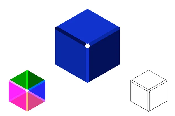 Cubo Roto Poligonal Abstracto Aislado Sobre Fondo Blanco Ilustración Vectorial — Vector de stock