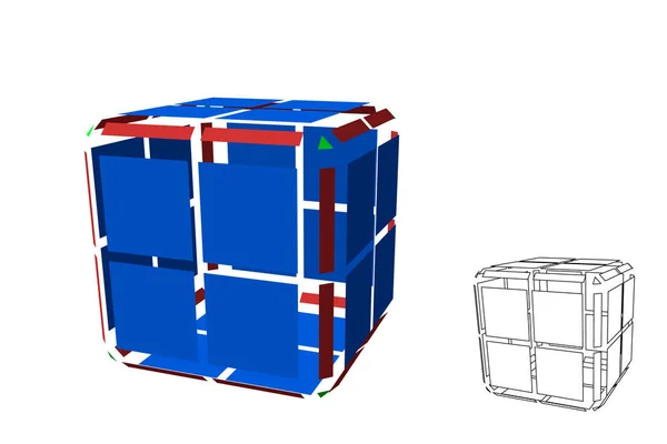 Abstrakter Polygonaler Würfel Mit Schnitten Isoliert Auf Weißem Hintergrund Vektor — Stockvektor