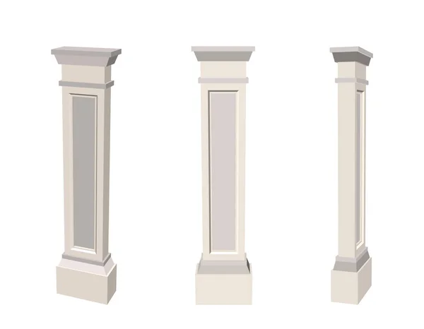 Coluna Pilastras Isolado Fundo Branco Ilustração Vetorial Visões Diferentes — Vetor de Stock