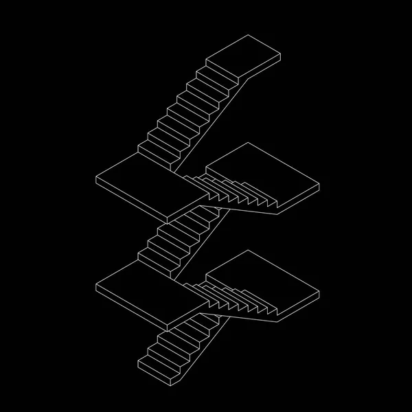 プラットフォームと階段です ベクトルの概要図 等角投影法 — ストックベクタ