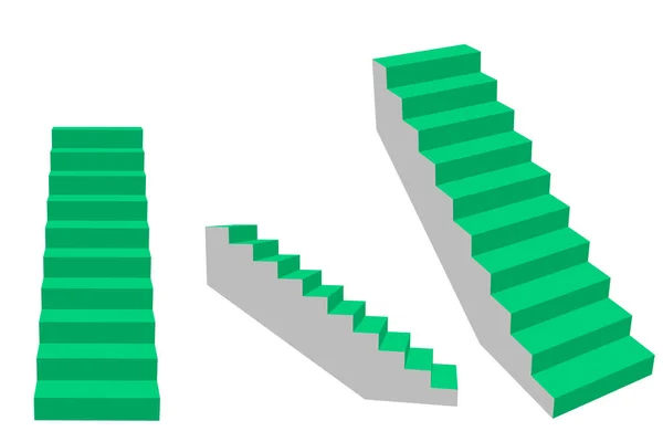 Escadaria Isolado Fundo Branco Ilustração Vetorial Visões Diferentes —  Vetores de Stock