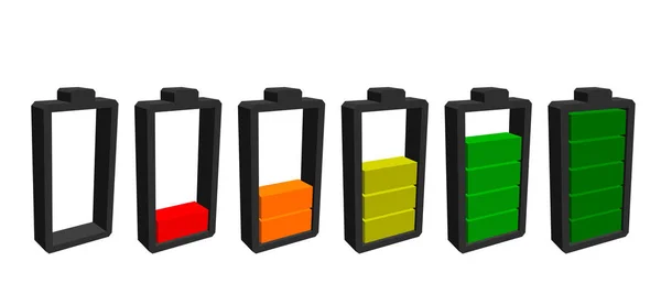 Icône Batterie Indicateurs Niveau Charge Isolé Sur Fond Blanc Illustration — Image vectorielle