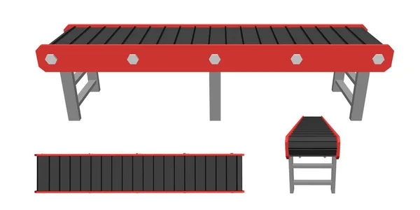 Порожній Конвеєрний Пояс Ізольовані Білому Тлі Векторні Ілюстрації Різні Перегляди — стоковий вектор