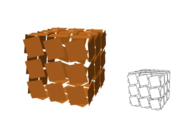 Abstracte Veelhoekige Gebroken Kubus Geïsoleerd Een Witte Achtergrond Vectorillustratie — Stockvector