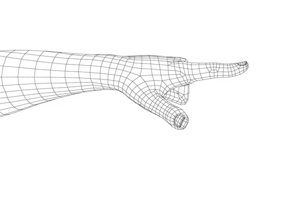제스처입니다 손가락 가리키는 와이어 프레임 그림입니다 배경에 — 스톡 벡터