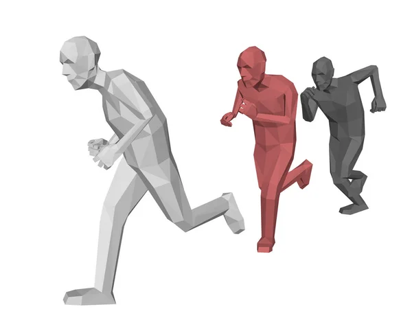 Hombres Poli Bajos Corriendo Aislado Sobre Fondo Blanco Vector Ilustración — Archivo Imágenes Vectoriales