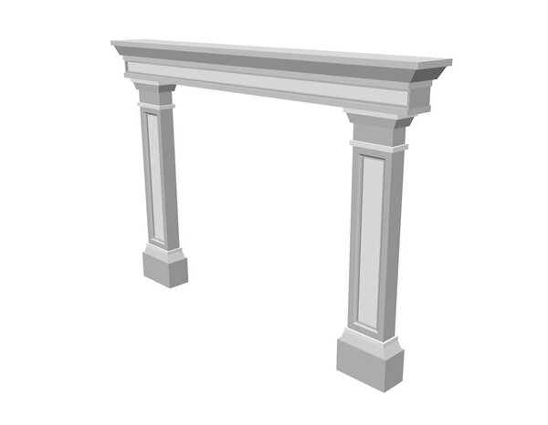 Arch from pilasters. Isolated on white background. 3d Vector illustration. 