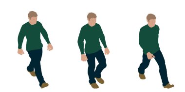 Yürüyen adam. Beyaz arka plan üzerinde izole. Vektör çizim. Düz stil.