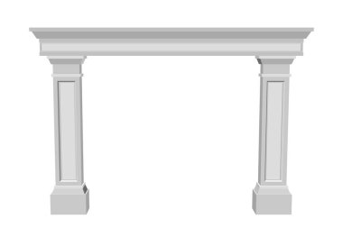 Pilasterleri, arch. Beyaz arka plan üzerinde izole. 3D vektör çizim. Önden görünüm.