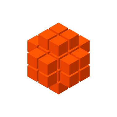 Küpleri Soyut 3d şekil. Beyaz arka plan üzerinde izole. İzometrik projeksiyon. Vektör çizim. 