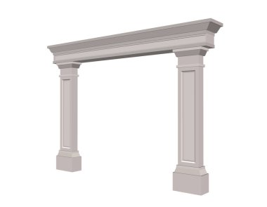 Pilasterleri, arch. Beyaz arka plan üzerinde izole. 3D vektör çizim. 
