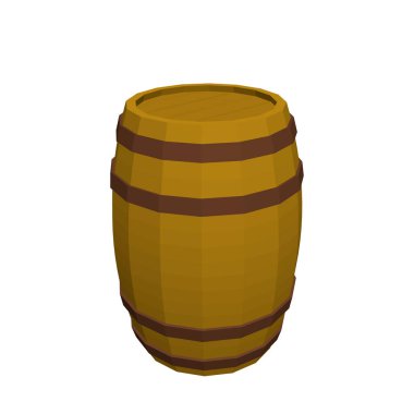 Ahşap varil. Beyaz arka plan üzerinde izole. 3D vektör çizim.