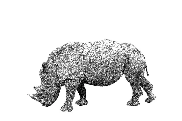 Rhinoceros Isolated White Background Vector Illustration Sketch Style — Stock Vector