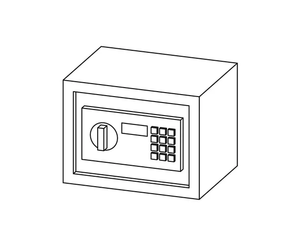 Icono Seguro Con Cerradura Electrónica Ilustración Del Esquema Vectorial Proyección — Vector de stock