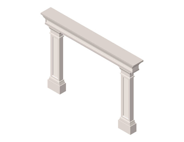 Arch from pilasters. Isolated on white background. 3d Vector illustration. Isometric projection.