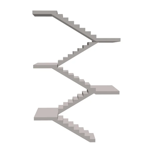 Escalera Con Plataformas Aislado Sobre Fondo Blanco Ilustración Vectorial Vista — Vector de stock