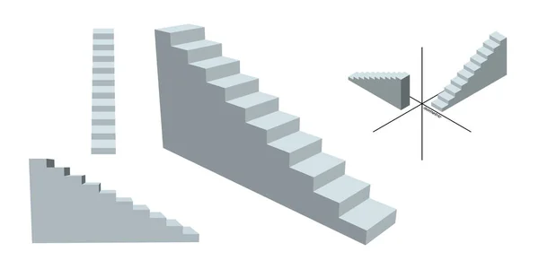 階段セット 白い背景上に分離 ベクター イラストです 別の預かり — ストックベクタ