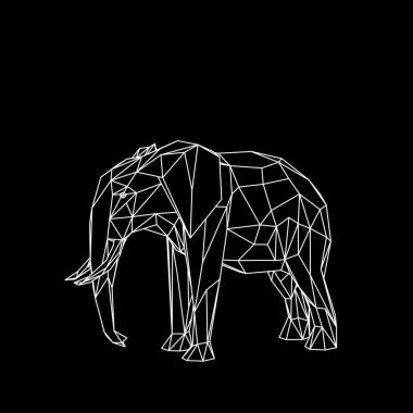 Soyut fil. Siyah arka plan üzerine izole. Kroki çizim.