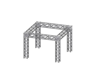 Truss inşaat. Beyaz arka plan üzerinde izole. 3D render illüstrasyon. Dimetric projeksiyon.