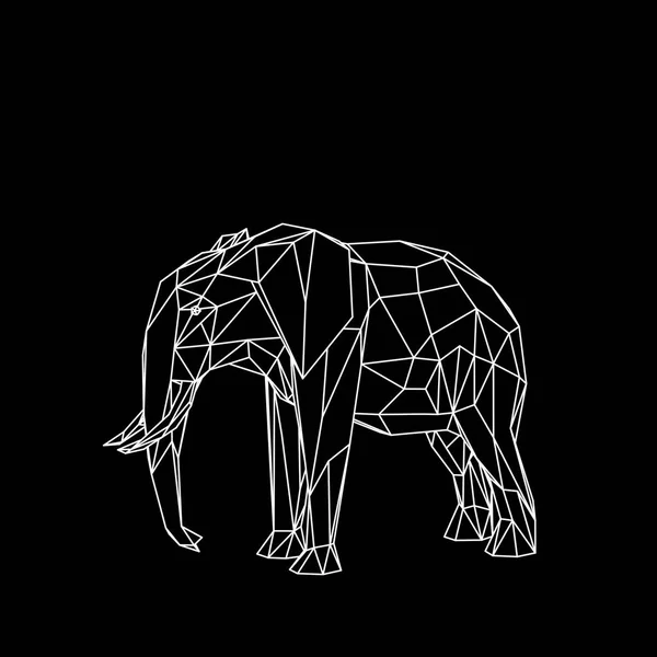 Elefante Abstrato Isolado Fundo Preto Desenho Ilustração — Fotografia de Stock